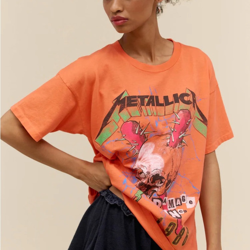 NWT Daydreamer Orange Metallica Graphic Tee
